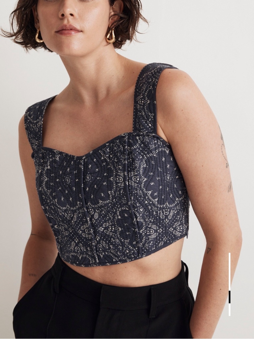 Madewell NWOT Quilted Sweetheart Crop Top, Size 6 - Picture 5 of 7